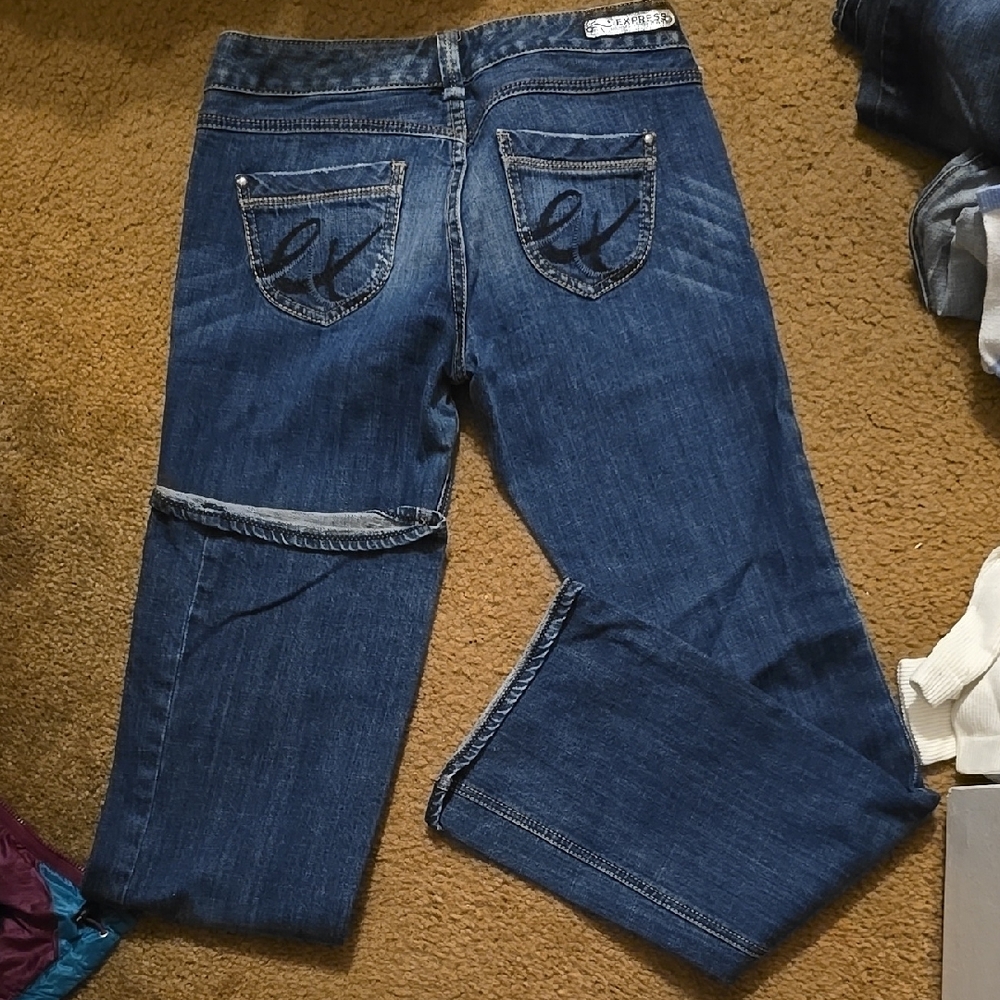 Express Blue boot Leg Jeans with Decorative Stitching